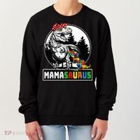 Mamasaurus T Rex Dinosaur Mama Saurus Autism Awareness Women's Sweatshirt thumb 0