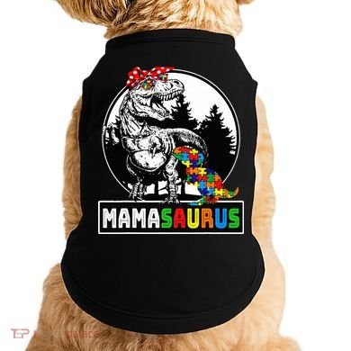 Mamasaurus T Rex Dinosaur Mama Saurus Autism Awareness Doggie Tank