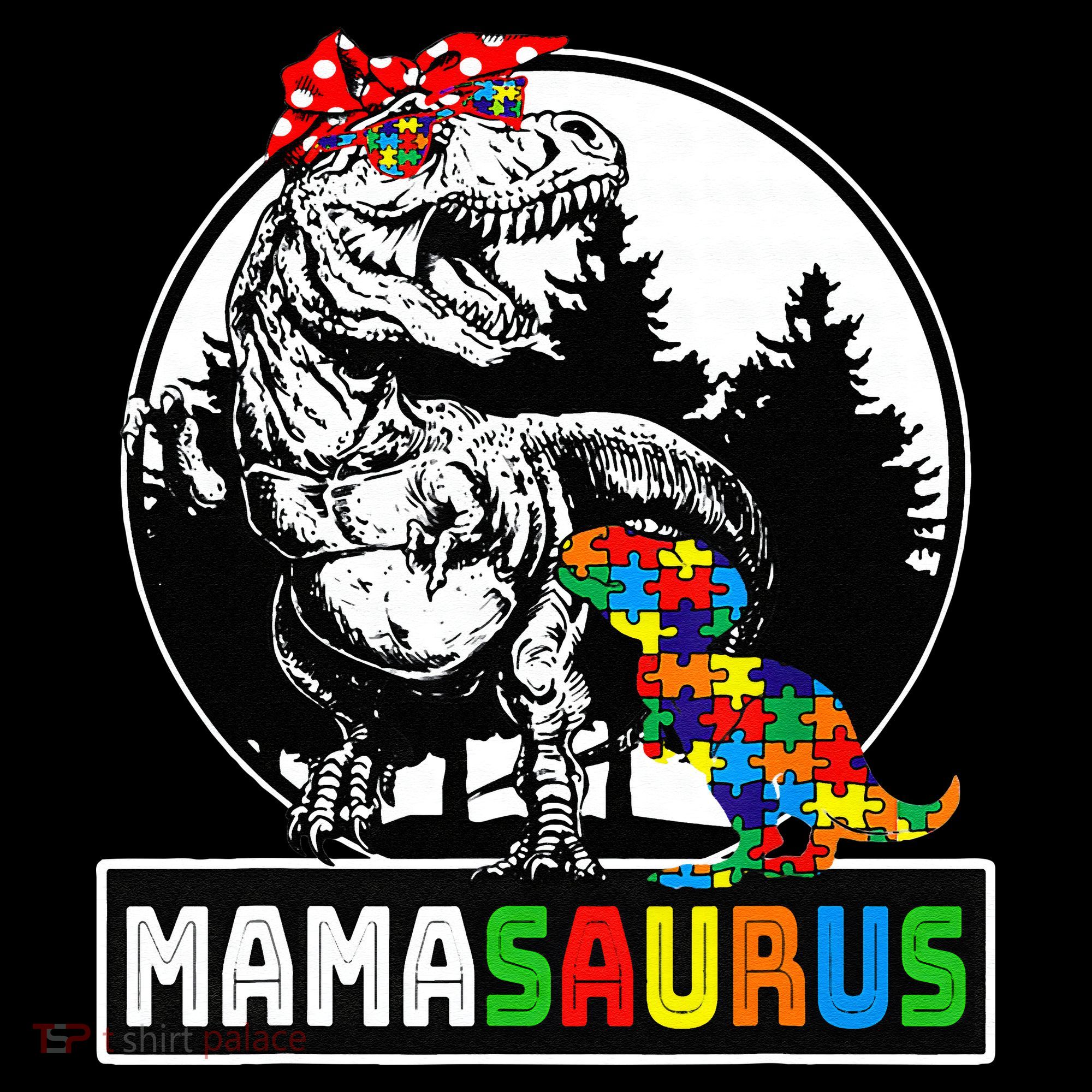Mamasaurus T Rex Dinosaur Mama Saurus Autism Awareness Apron