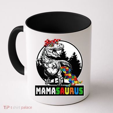 Mamasaurus T Rex Dinosaur Mama Saurus Autism Awareness Coffee Mug