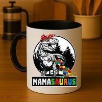 Mamasaurus T Rex Dinosaur Mama Saurus Autism Awareness Coffee Mug thumb 4
