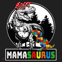 Mamasaurus T Rex Dinosaur Mama Saurus Autism Awareness Beanie thumb 2