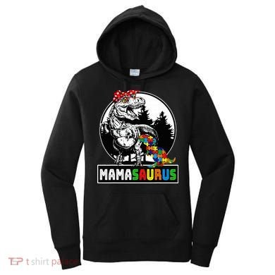 Mamasaurus T Rex Dinosaur Mama Saurus Autism Awareness Women's Hoodie