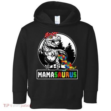 Mamasaurus T Rex Dinosaur Mama Saurus Autism Awareness Toddler Hoodie