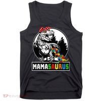 Mamasaurus T Rex Dinosaur Mama Saurus Autism Awareness Tank Top thumb 0
