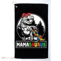 Mamasaurus T Rex Dinosaur Mama Saurus Autism Awareness Golf Towel thumb 0