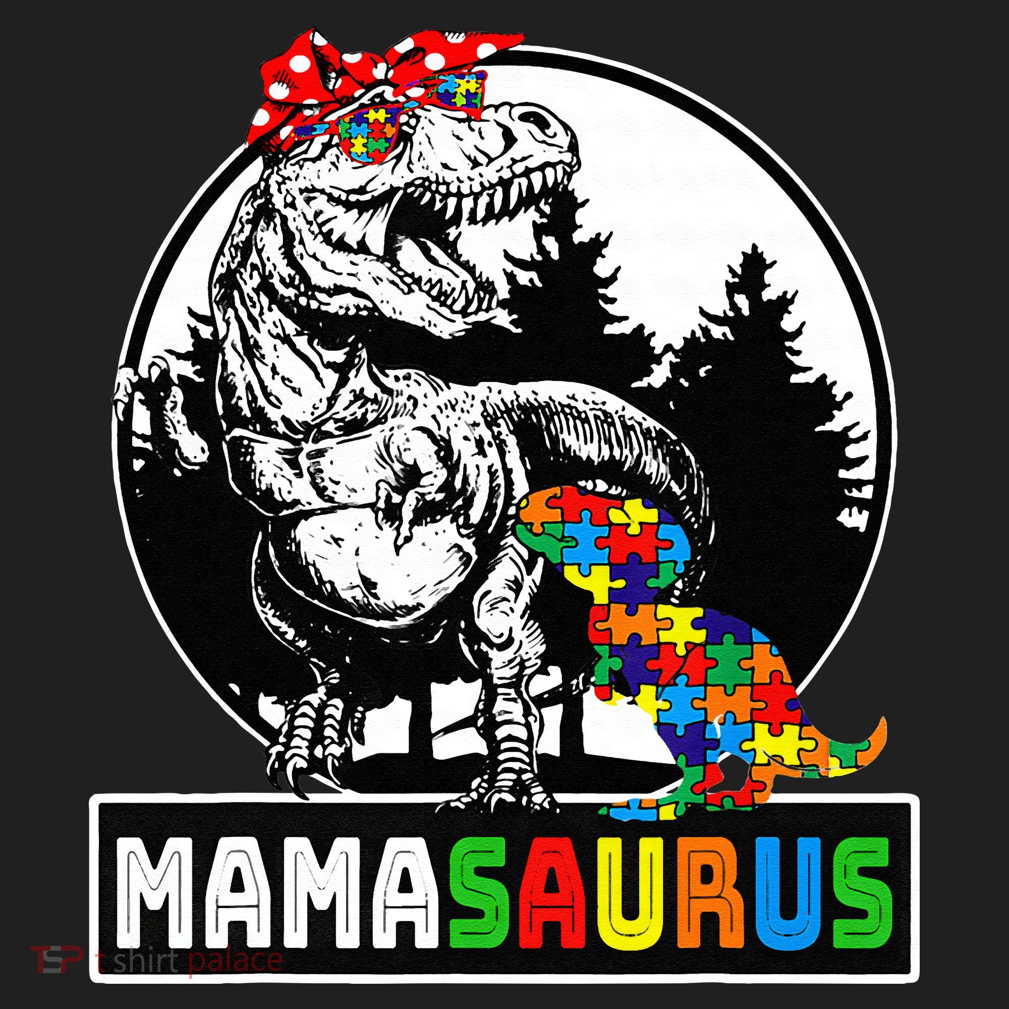 Mamasaurus T Rex Dinosaur Mama Saurus Autism Awareness Golf Towel
