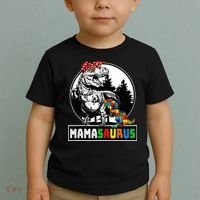 Mamasaurus T Rex Dinosaur Mama Saurus Autism Awareness Toddler T-Shirt thumb 2