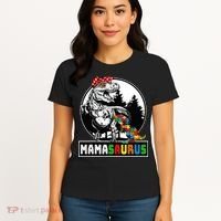Mamasaurus T Rex Dinosaur Mama Saurus Autism Awareness Women's T-Shirt thumb 4
