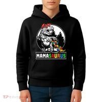 Mamasaurus T Rex Dinosaur Mama Saurus Autism Awareness Kids Hoodie thumb 4