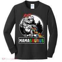 Mamasaurus T Rex Dinosaur Mama Saurus Autism Awareness Kids Long Sleeve Shirt thumb 0