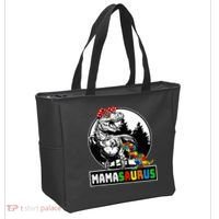 Mamasaurus T Rex Dinosaur Mama Saurus Autism Awareness Tote Bag thumb 2
