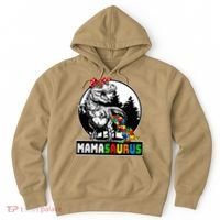 Mamasaurus T Rex Dinosaur Mama Saurus Autism Awareness Hoodie thumb 0