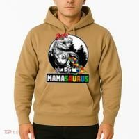 Mamasaurus T Rex Dinosaur Mama Saurus Autism Awareness Hoodie thumb 2