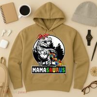 Mamasaurus T Rex Dinosaur Mama Saurus Autism Awareness Hoodie thumb 3