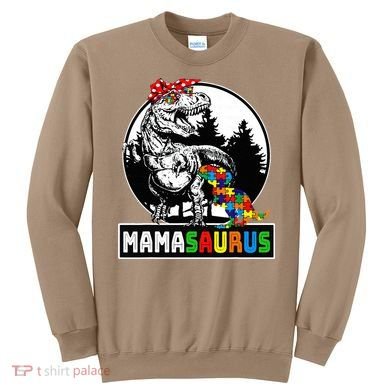 Mamasaurus T Rex Dinosaur Mama Saurus Autism Awareness Sweatshirt
