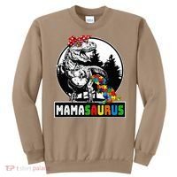 Mamasaurus T Rex Dinosaur Mama Saurus Autism Awareness Sweatshirt thumb 0