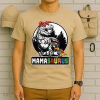 Mamasaurus T Rex Dinosaur Mama Saurus Autism Awareness T-Shirt thumb 6