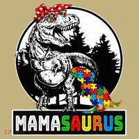 Mamasaurus T Rex Dinosaur Mama Saurus Autism Awareness Button thumb 1