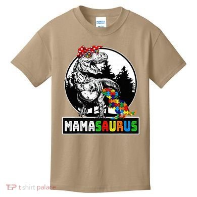 Mamasaurus T Rex Dinosaur Mama Saurus Autism Awareness Kids T-Shirt