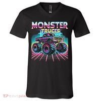 Monster Truck Retro Monster Trucks V-Neck T-Shirt thumb 0