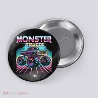 Monster Truck Retro Monster Trucks Button thumb 0