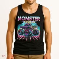 Monster Truck Retro Monster Trucks Tank Top thumb 3