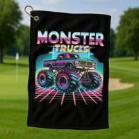 Monster Truck Retro Monster Trucks Golf Towel thumb 1