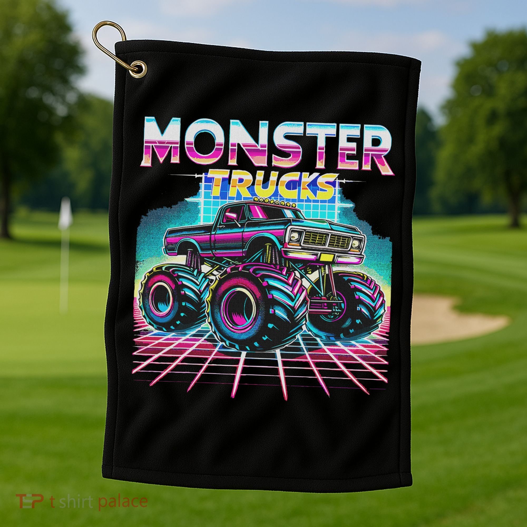 Monster Truck Retro Monster Trucks Golf Towel