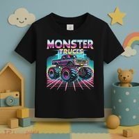 Monster Truck Retro Monster Trucks Toddler T-Shirt thumb 3