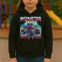Monster Truck Retro Monster Trucks Kids Hoodie thumb 3