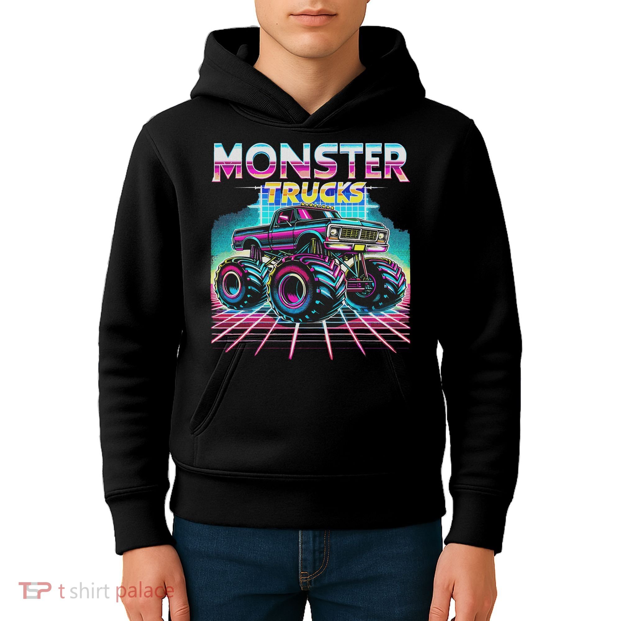Monster Truck Retro Monster Trucks Kids Hoodie