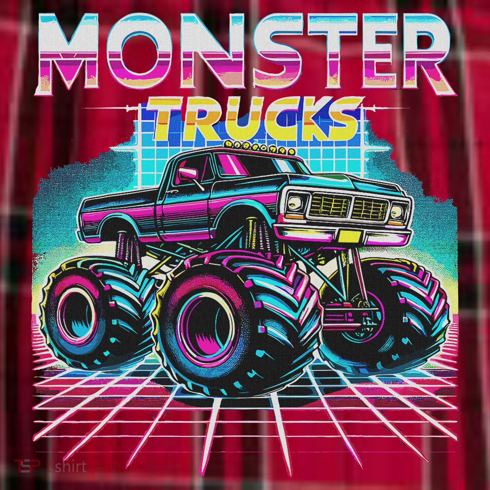 Monster Truck Retro Monster Trucks Men's Flannel Plaid Pajama Pants