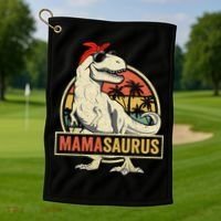 Mamasaurus T Rex Dinosaur Mama Saurus Family Matching Gift Golf Towel thumb 1