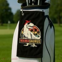 Mamasaurus T Rex Dinosaur Mama Saurus Family Matching Gift Golf Towel thumb 2
