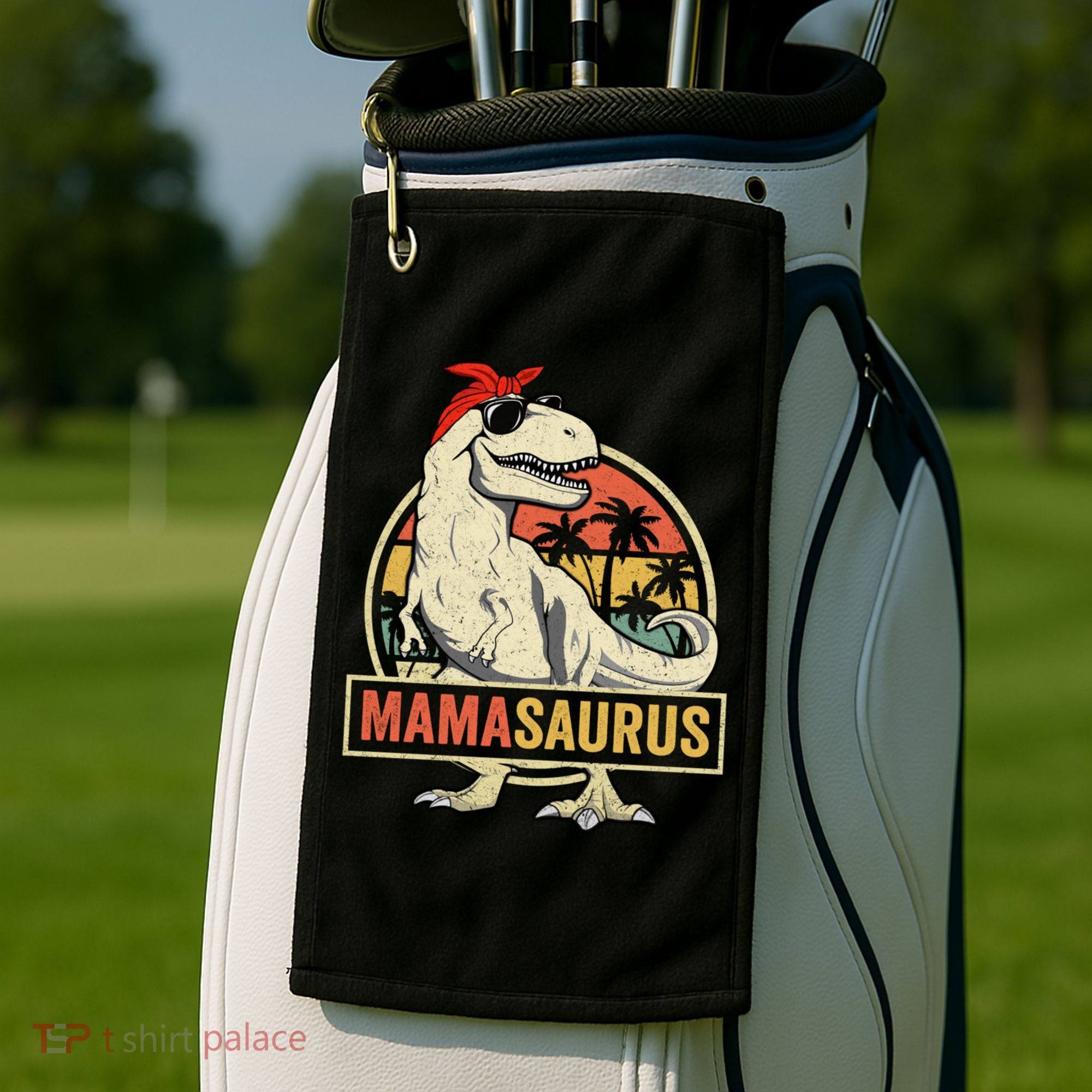 Mamasaurus T Rex Dinosaur Mama Saurus Family Matching Gift Golf Towel
