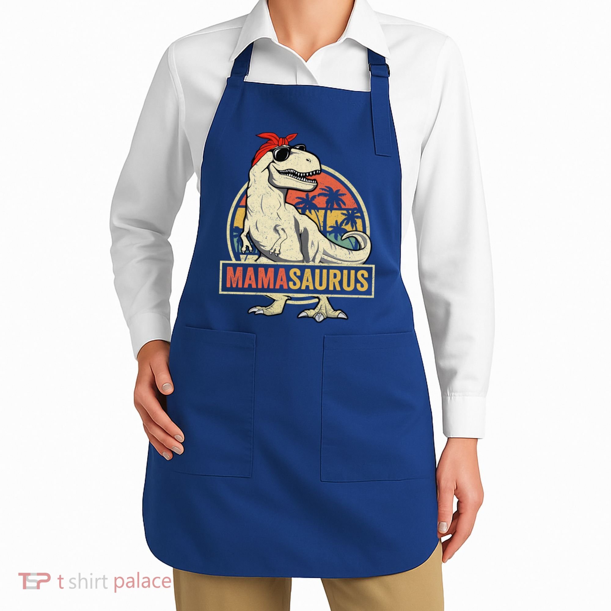 Mamasaurus T Rex Dinosaur Mama Saurus Family Matching Gift Apron