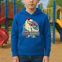 Mamasaurus T Rex Dinosaur Mama Saurus Family Matching Gift Kids Hoodie thumb 2
