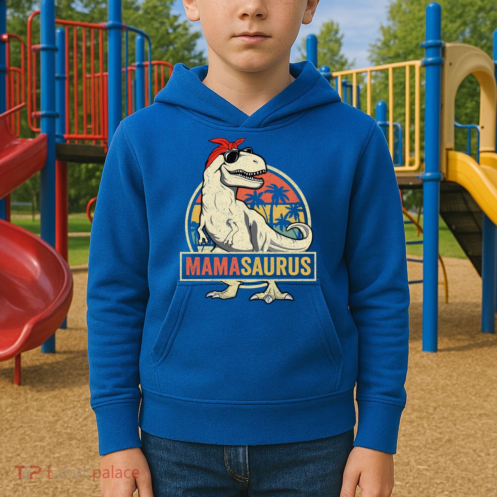 Mamasaurus T Rex Dinosaur Mama Saurus Family Matching Gift Kids Hoodie