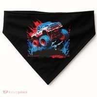 Monster Truck Red White And Blue Usa  USA-Made Doggie Bandana thumb 0