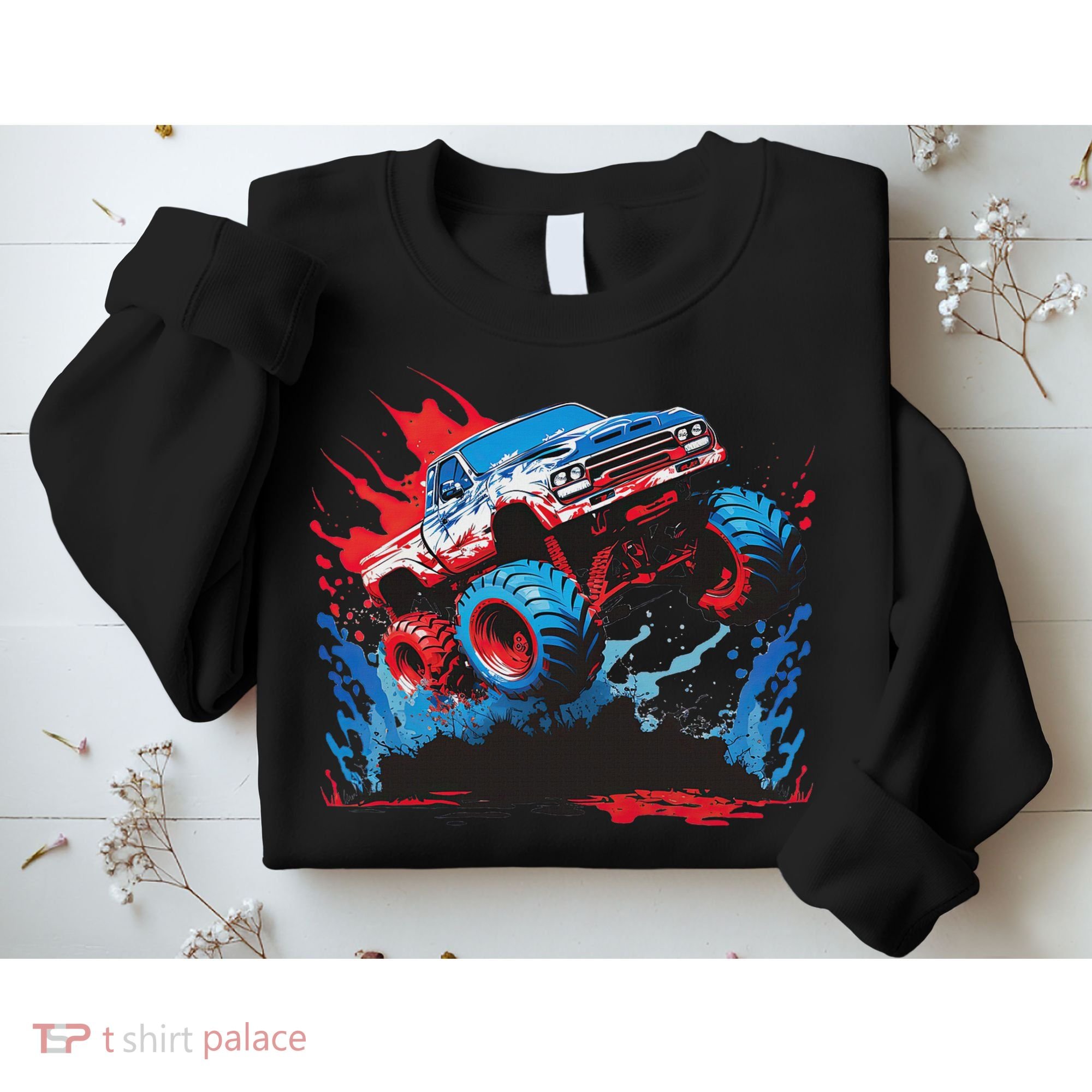 Monster Truck Red White And Blue Usa  Sweatshirt
