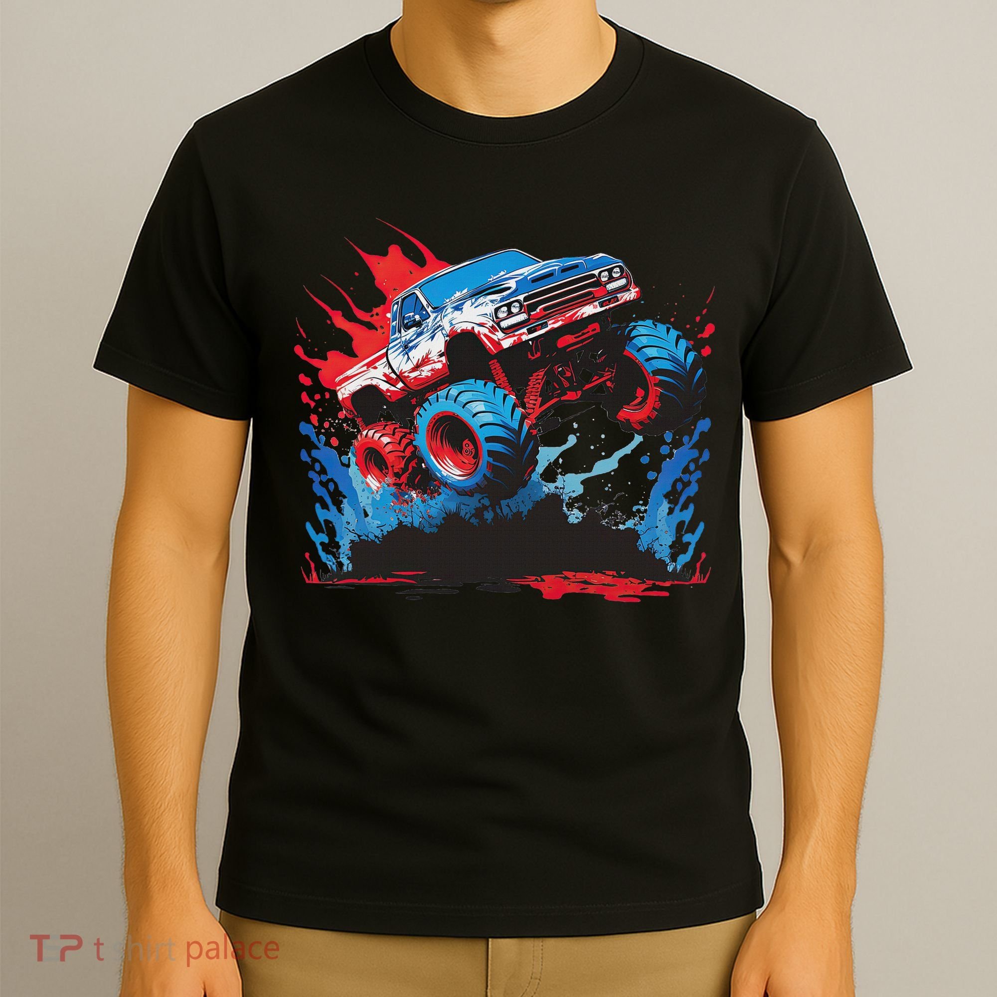 Monster Truck Red White And Blue Usa  T-Shirt