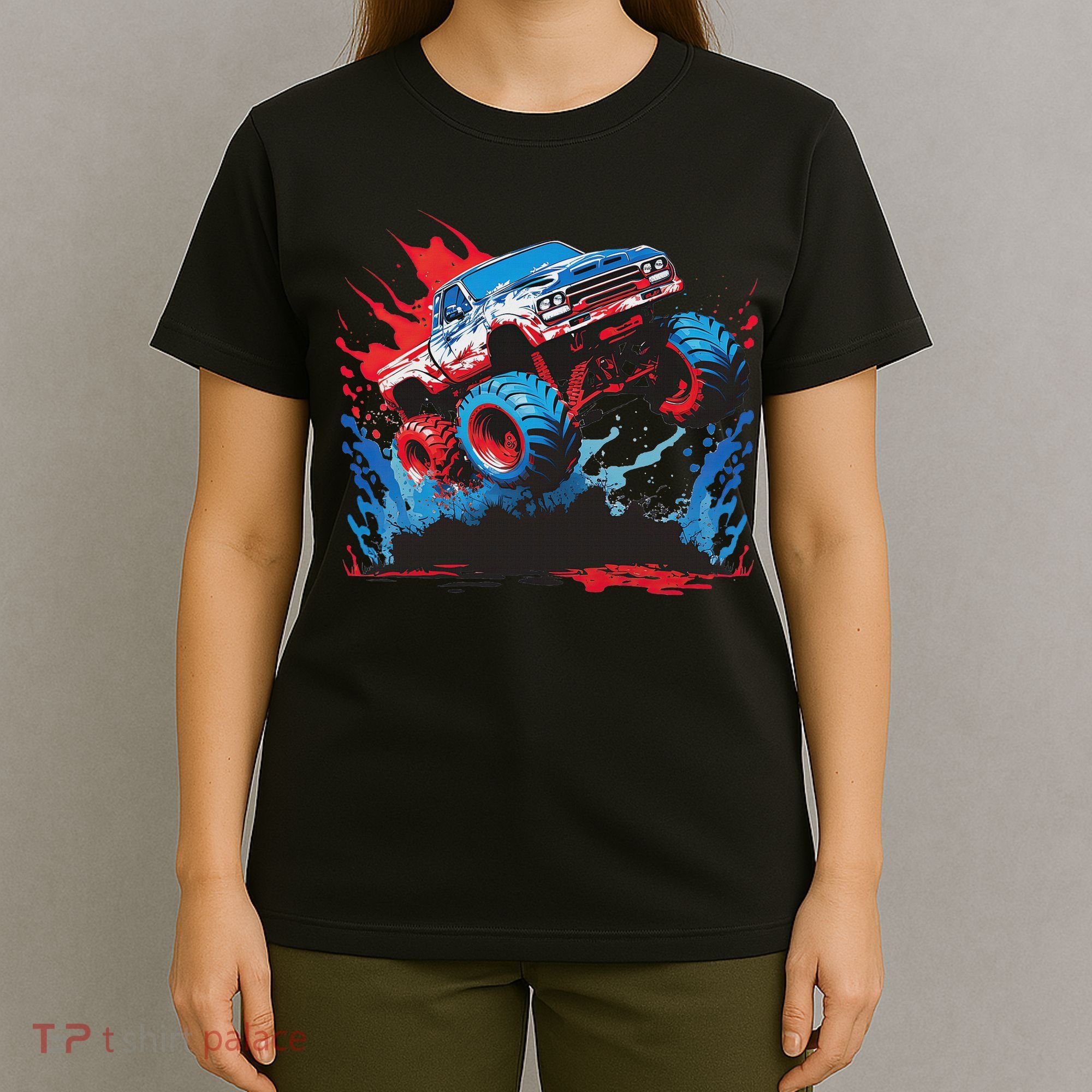Monster Truck Red White And Blue Usa  T-Shirt