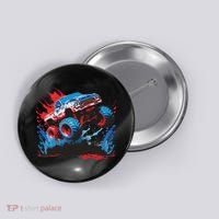 Monster Truck Red White And Blue Usa  Button thumb 0