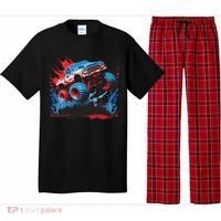 Monster Truck Red White And Blue Usa  Pajama Set thumb 0