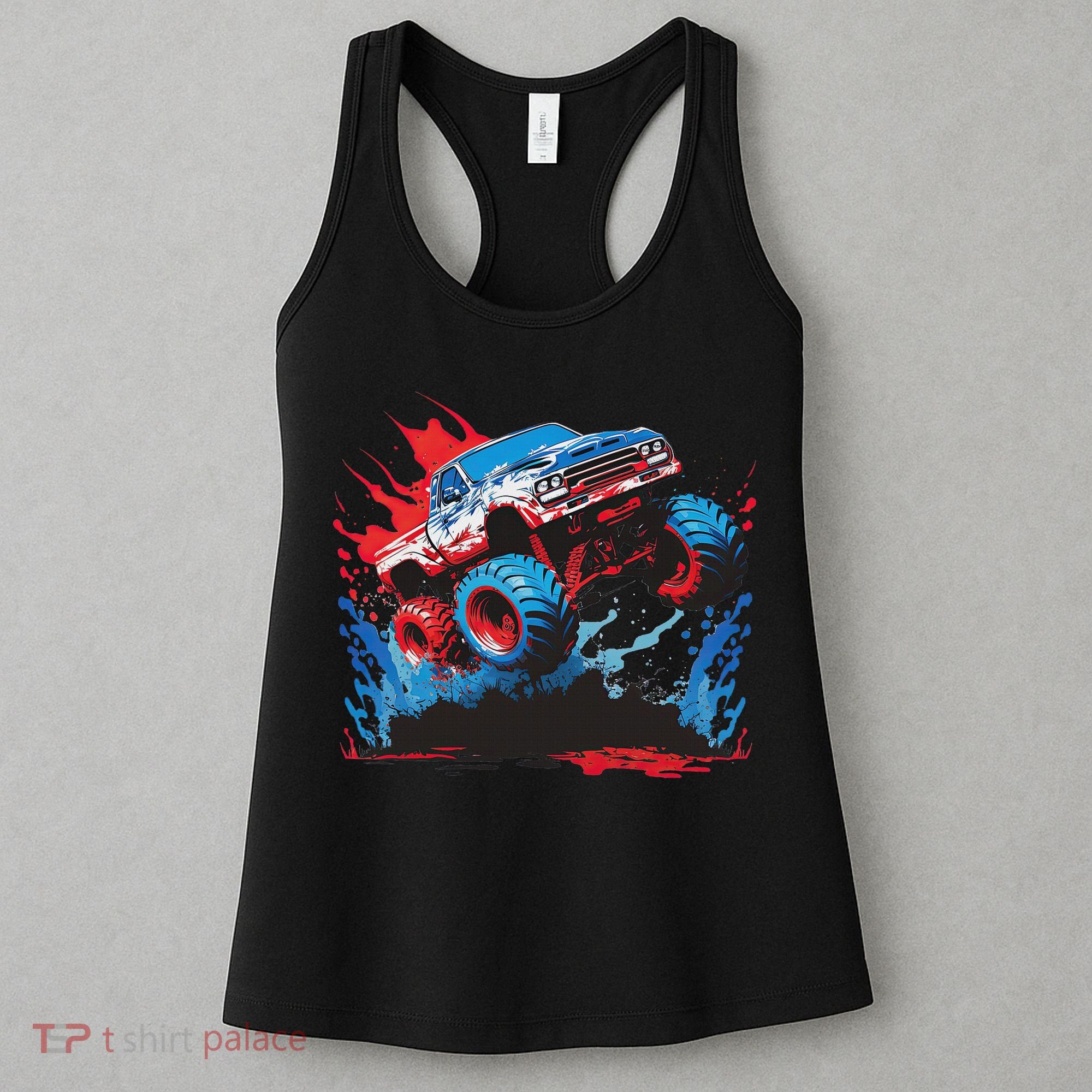 Monster Truck Red White And Blue Usa  Women's Tank Top