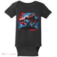 Monster Truck Red White And Blue Usa  Baby Bodysuit thumb 0