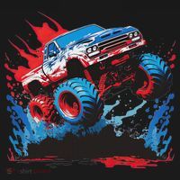 Monster Truck Red White And Blue Usa  Baby Bodysuit thumb 2