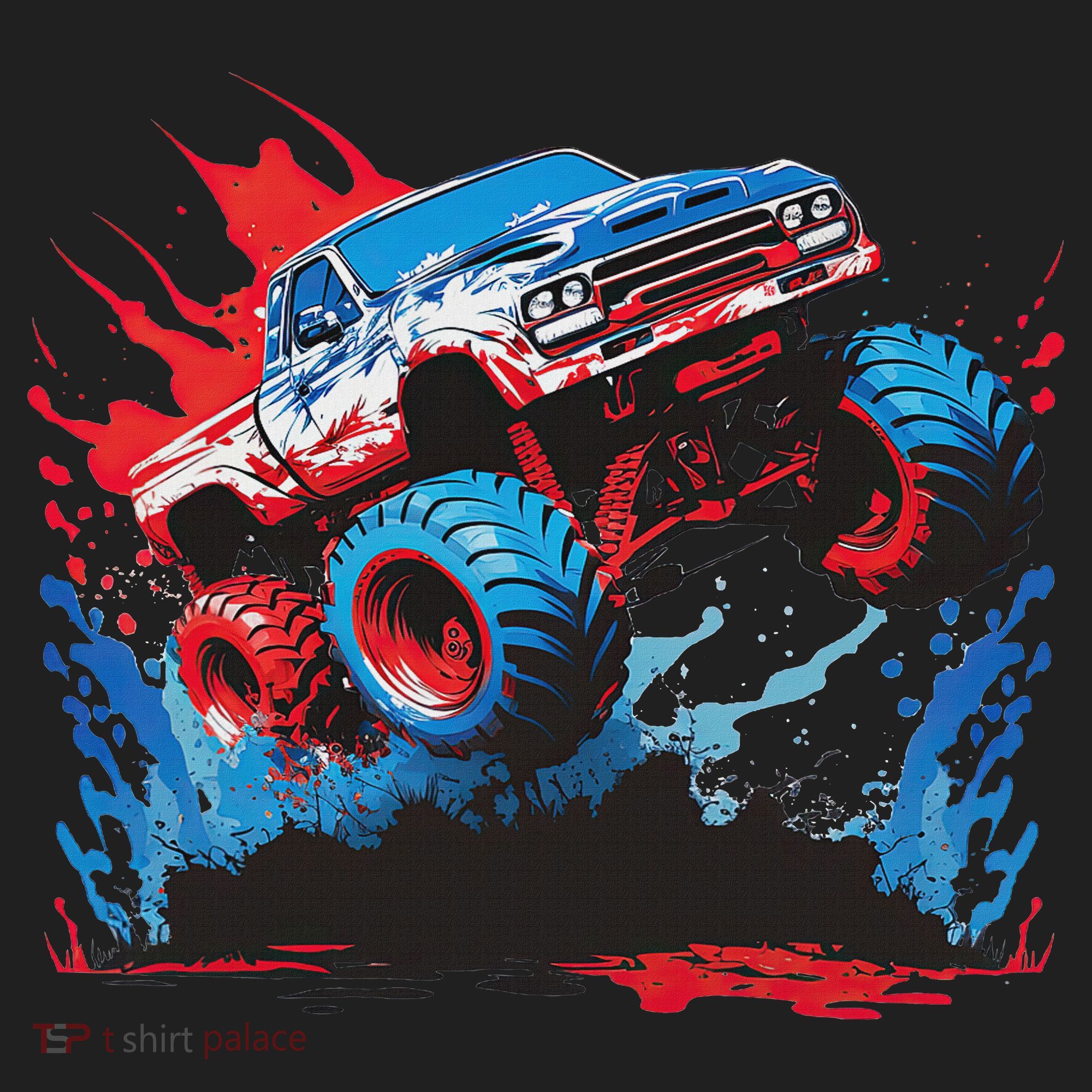 Monster Truck Red White And Blue Usa  Hat