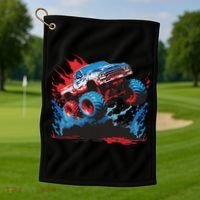 Monster Truck Red White And Blue Usa  Golf Towel thumb 1